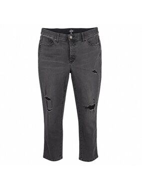 LuLaRoe Women’s Gray Distressed Skinny Jeans Size 34 Stretch Denim